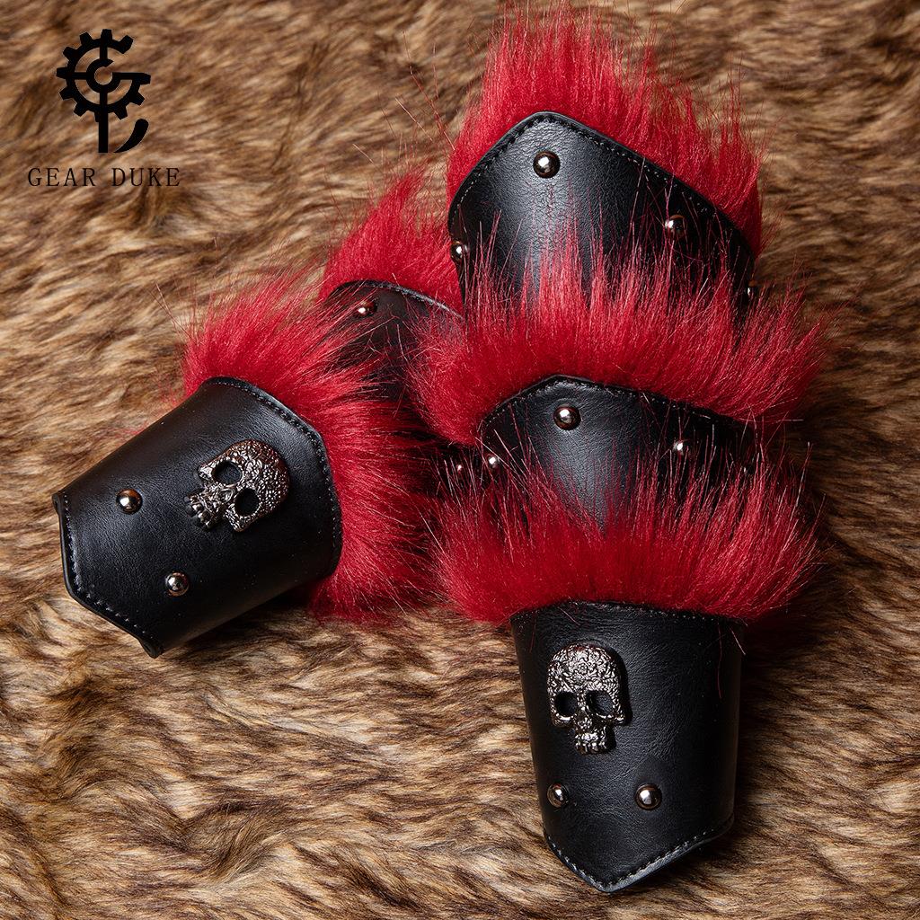 欧洲中世纪复古暗黑骑士朋克护腕压花PU皮手环古装服饰配件
