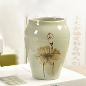 花瓶花插 陶瓷桌面摆件无孔水培手绘荷花花瓶 包邮 述息 特价 清仓