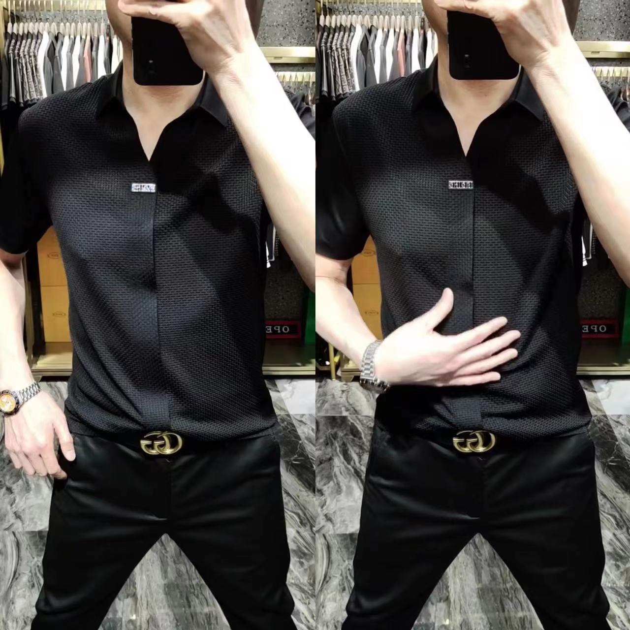 春夏季欧货短袖男士黑色T恤衫