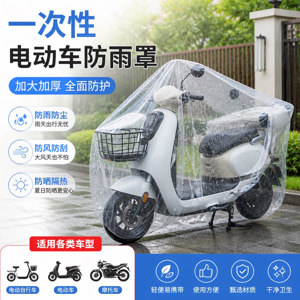 塑料电动车摩托车透明一次性防雨罩防晒电动电瓶车防尘罩车衣遮雨