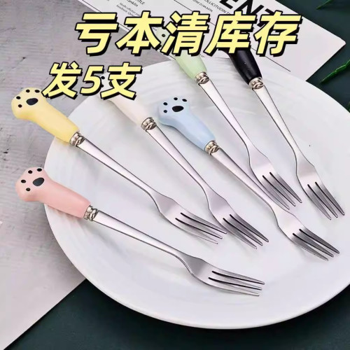 不锈钢猫爪甜品水果叉