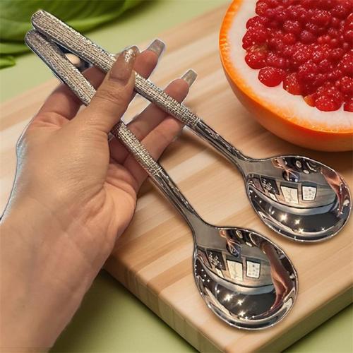 高颜值304不锈钢西餐勺勺子家用汤勺长柄吃饭调羹舀粥大汤匙可爱