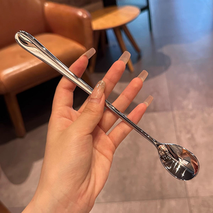 316L高端食品级不锈钢搅拌勺长柄冰勺咖啡搅拌棒小勺子搅奶棒棍