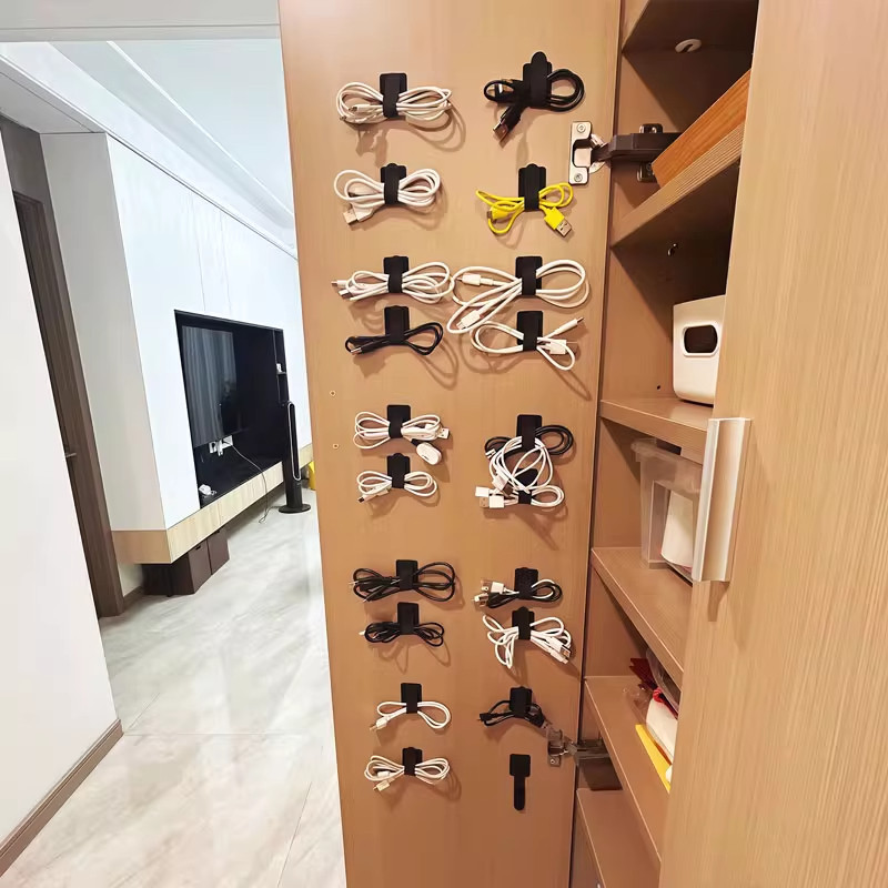 数据线收纳神器扎带魔术贴强力背胶桌面充电线壁挂绑带床头固定器