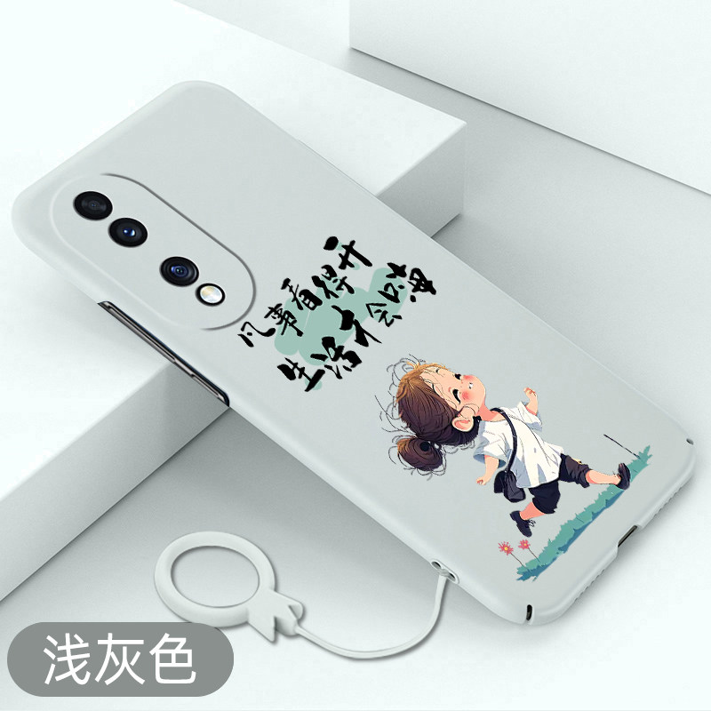 适用于荣耀90手机壳凡事看得开荣耀90pro可爱卡通女孩honor90全包超薄硬壳新款不顶膜裸机手感保护套创意防摔
