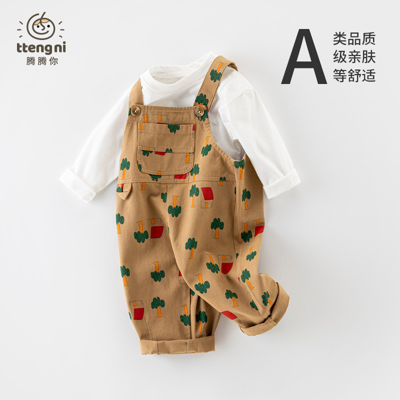 宝宝背带裤春秋洋气男童休闲裤潮童1-3岁小童裤子秋季分体两件套