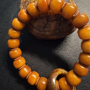 藏区回流 高原耗牛骨手串带跑环 卡12苹果珠形 大气油润