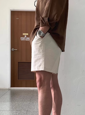 美式棉麻工装短裤男潮直筒五分裤休闲百搭亚麻透气马裤外穿大裤衩