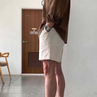 美式棉麻工装短裤男潮直筒五分裤休闲百搭亚麻透气马裤外穿大裤衩