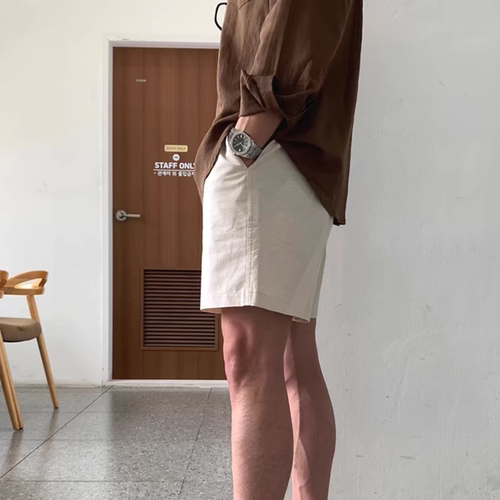 棉麻工装短裤直筒五分裤亚麻透气
