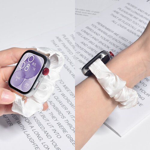 适用华为fit5/3手表表带弹力发圈watch FIT4腕带大肠发圈尼龙新款5Pro智能配手环腕带女生雪纺冰丝夏季透气