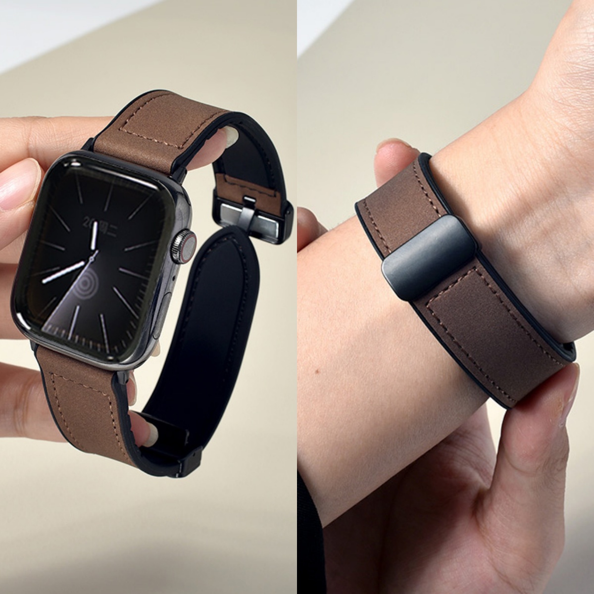 适用于iwatchS11疯马皮新款硅胶苹果手表带applewatch ultra3/2秋冬S10真皮9秋冬8男透气7女6磁吸5智能配件