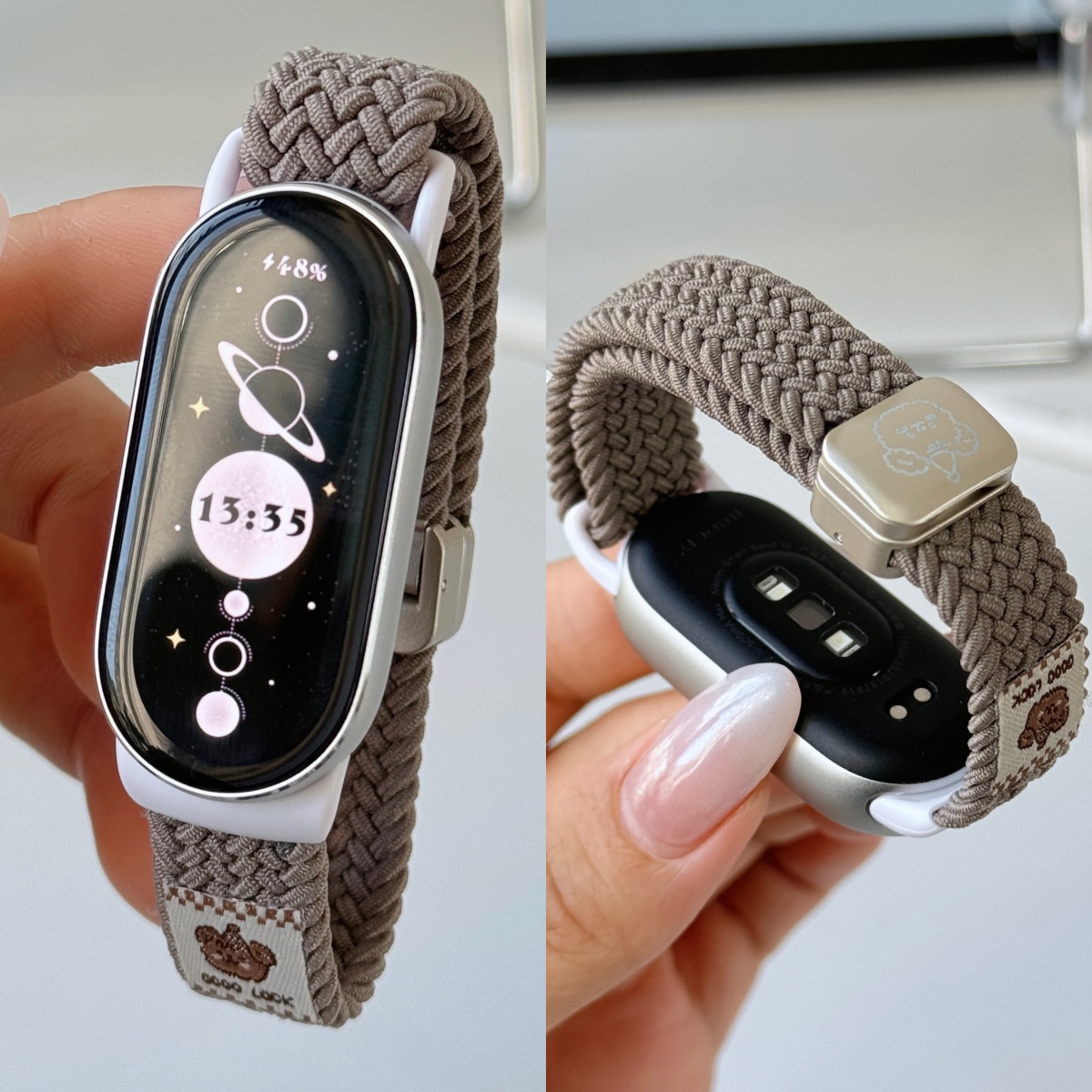 适用小米手环10/9表带9/8nfc腕带新款小熊礼帽编织磁吸智能运动版八九代陶瓷版回环替换带男女同款高级配件