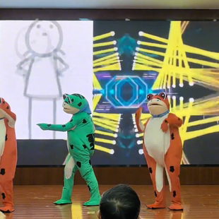 青蛙人偶服装孤寡充气卡通网红同款成人儿童活动表演搞怪摆摊道具