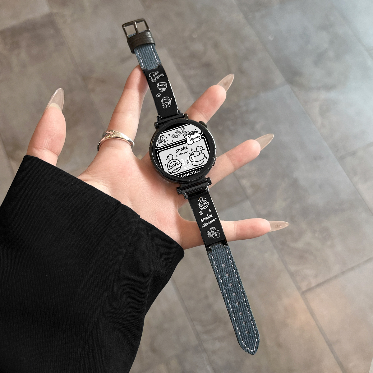 适用小米手表s4表带镭雕间牛仔