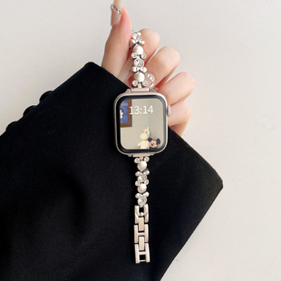 表链 s10s8s7苹果手表s6s5腕带夏applewatchs9高级感女款 适用iwatchs9 10手表带金属s11智能iwatchse2小众新款