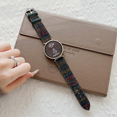 psnld华为手表秋冬条纹毛呢表带