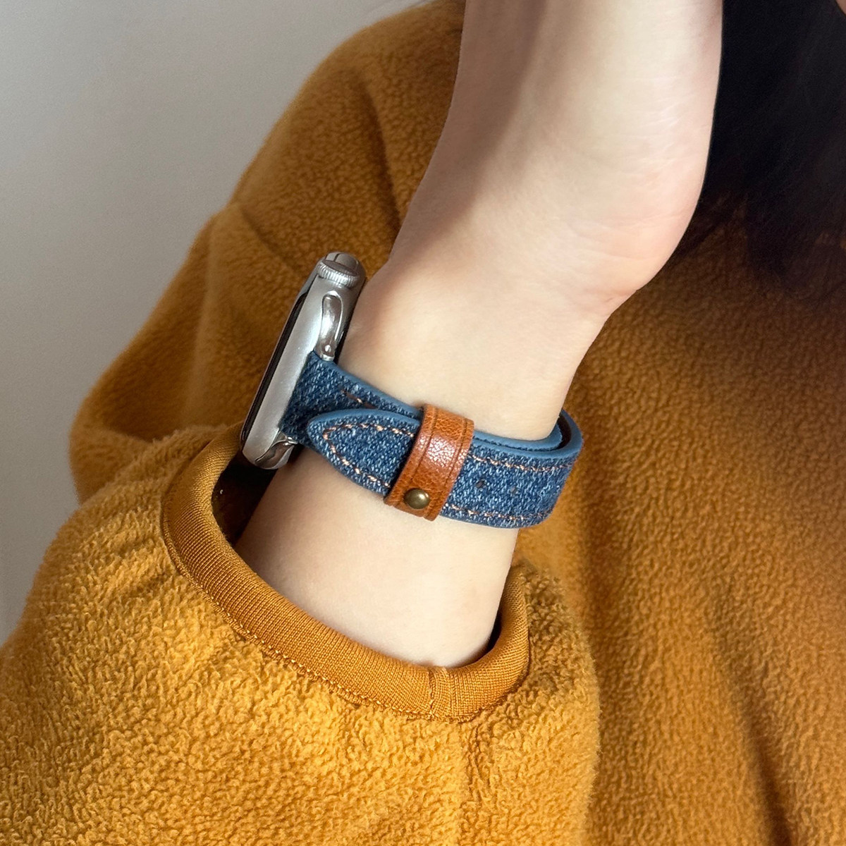 iwatchs11老钱风针扣铆钉牛仔链图片