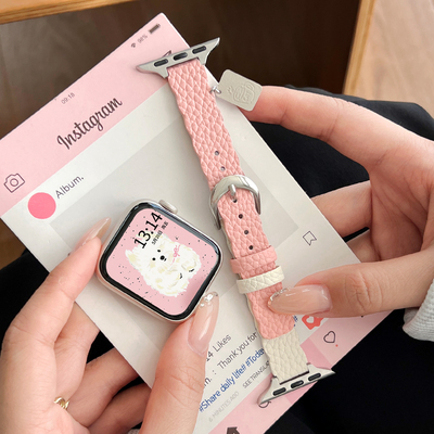 秋冬高颜值新款9pro拼色皮质表带