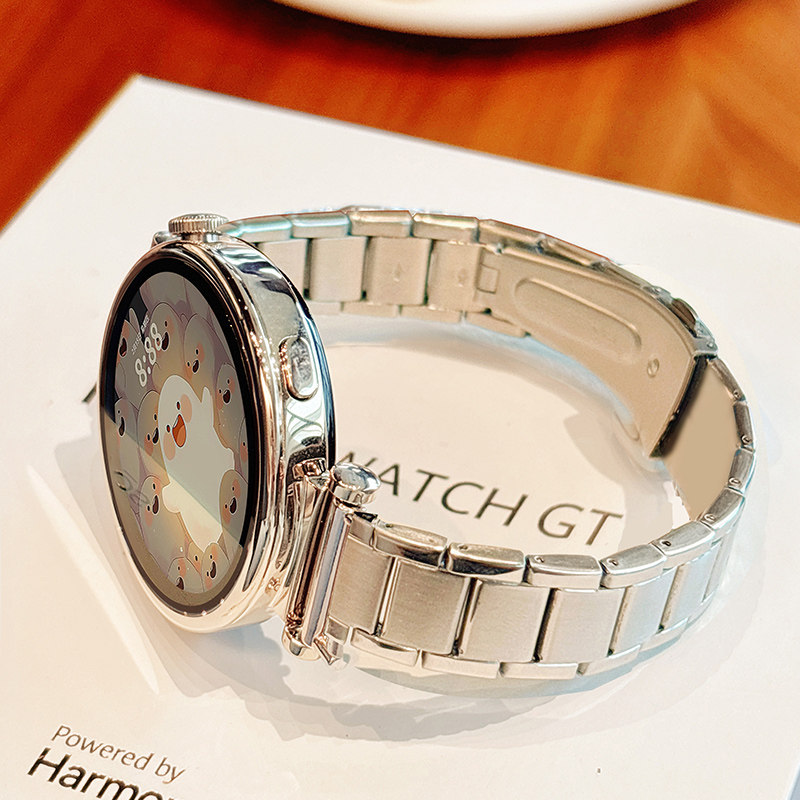 适用华为gt5/gt4表带新款watchgt3手表带夏季女款金属智能手表watch4/3pro表链女gt2gt1荣耀gs3i钢带女士41mm
