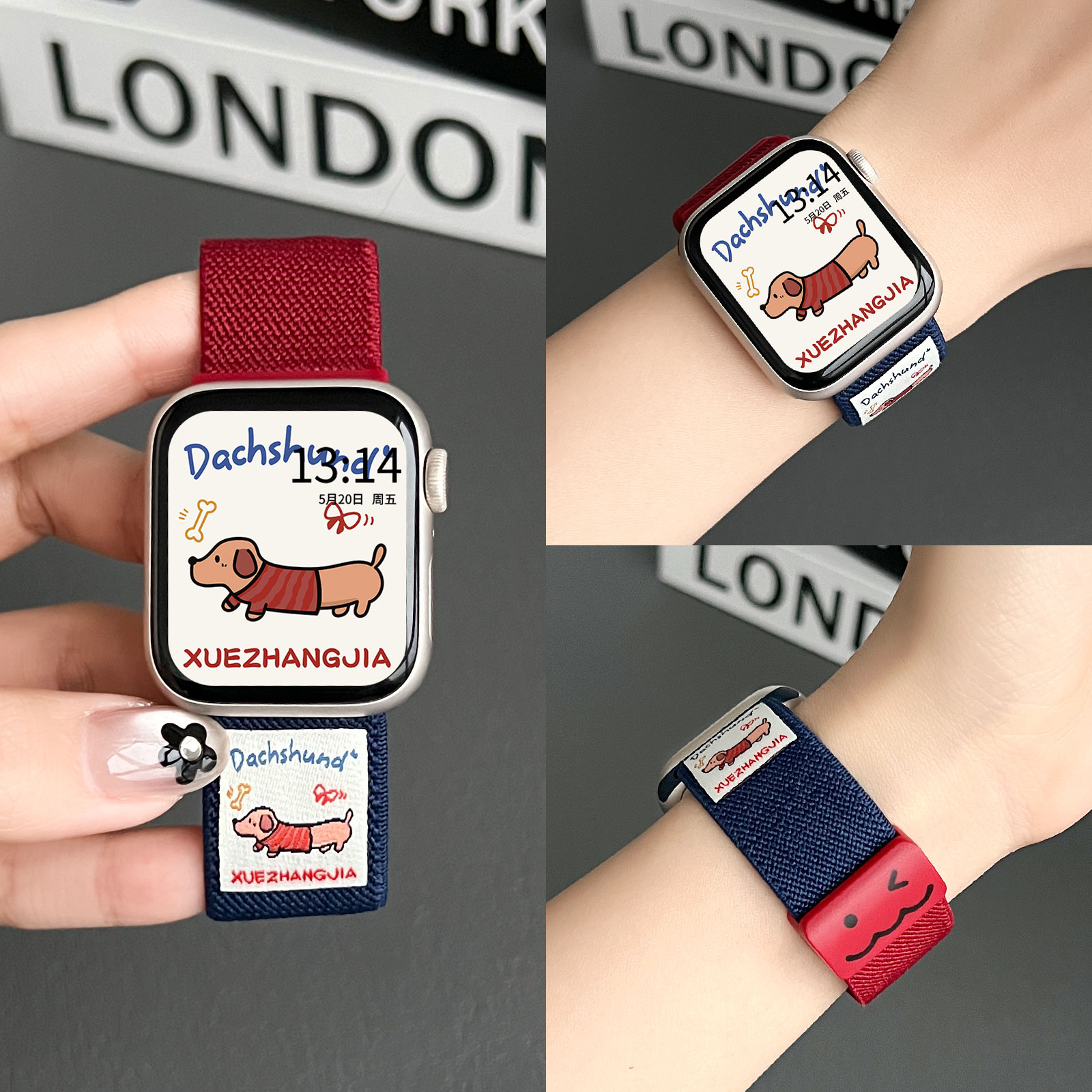 适用小米9pro撞色编织磁吸表带