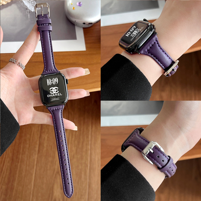 适用华为fit4/3新款梅紫色皮表带