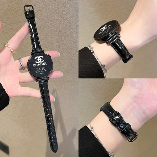 适用gt6手表带真皮竹节纹小蛮腰