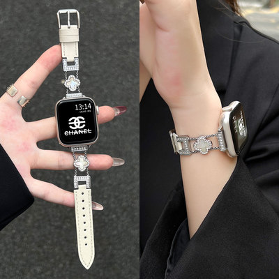 适用华为fit4/3四叶草皮质表带