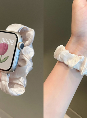 适用小米手环9pro表带新款冰丝发圈8/7pro秋冬女款红米watch6手表带高级感redmi watch5智能4运动3手环2腕带1