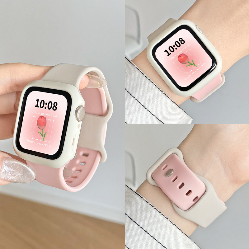 适用iwatchs10表带新款applewatch9/8手表带硅胶苹果手表6/5表带小香风iwatchse高级感s10可爱s9小众女生透气