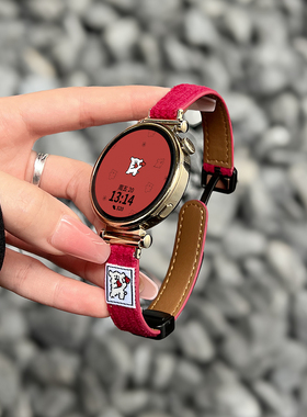 适用华为gt5表带新年红色灯芯绒磁吸watchgt3/4/5pro手表带女gt2秋冬新款智能运动手表gt1替换带41mm女士腕表