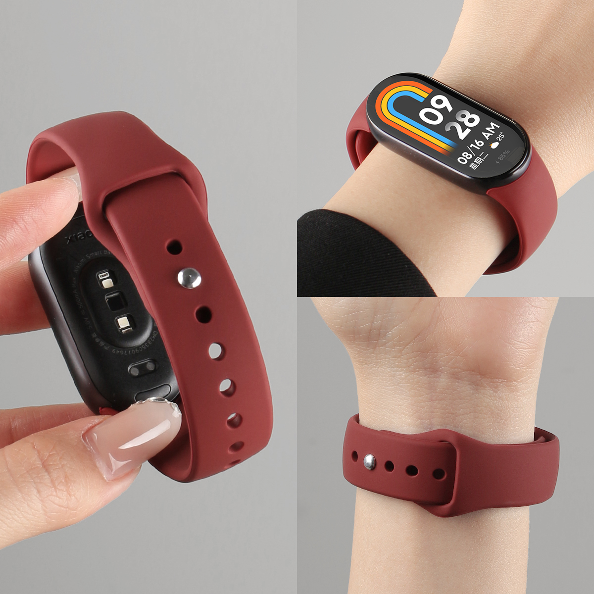 适用小米手环10表带硅胶单钉扣