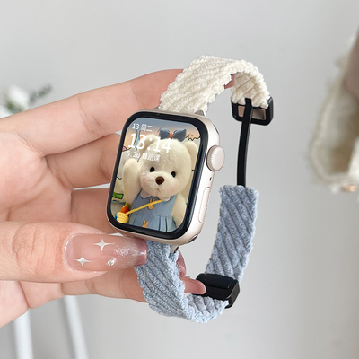 适用小米9pro表带新款灯芯绒磁吸