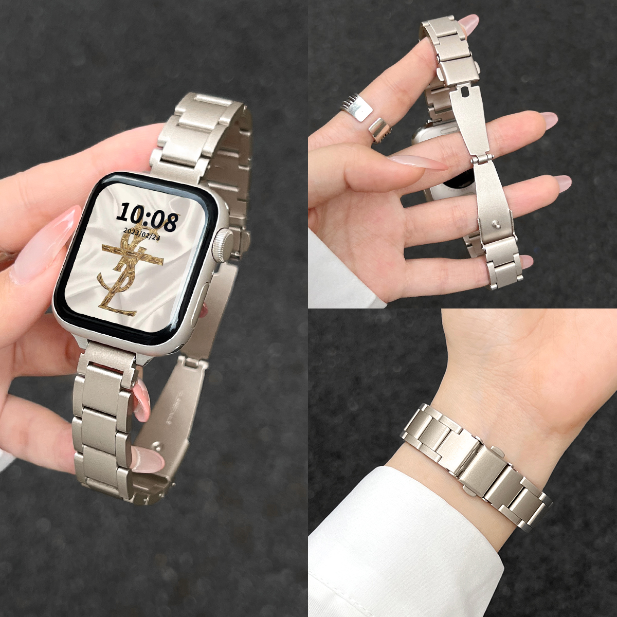 watchfit4表带不锈钢金属三珠