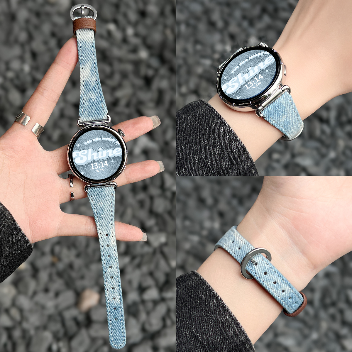 适用华为gt6新款牛仔皮质手表带