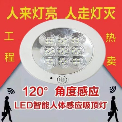 LED智能声光控吸顶灯楼梯过道人体感应灯卫生间走廊应急感应灯