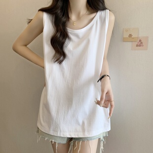 白色上衣无袖 拉夏贝尔吊带背心女裙夏季 打底衫 中长款 t恤J 2025新款