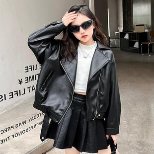 女童皮衣外套春装2026新款中大儿童机车服春秋款洋气PU皮夹克潮流