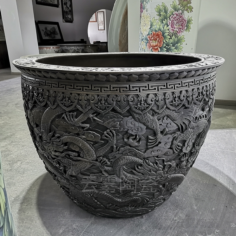 陶瓷养鱼养花手工雕刻鱼缸