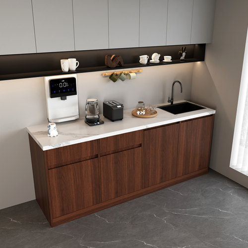 实木免漆多层板中式大理石操作台