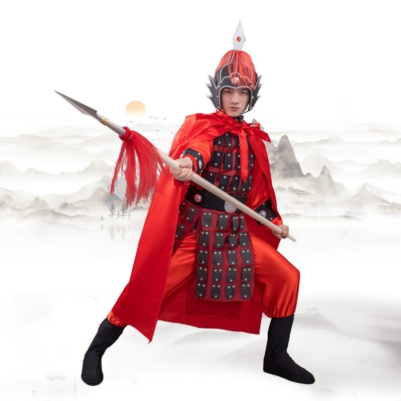 古代士兵演出服将军盔甲表演服战服满江红服花木兰服装儿童士兵服