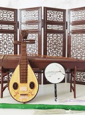 古风谷美拍照小道具装饰玩具五件套古筝琴弦桌面酒柜摆件