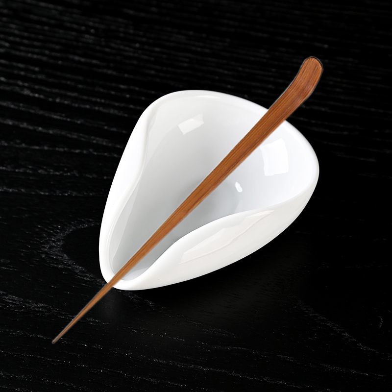 白瓷茶荷茶则三件套分茶茶道配件