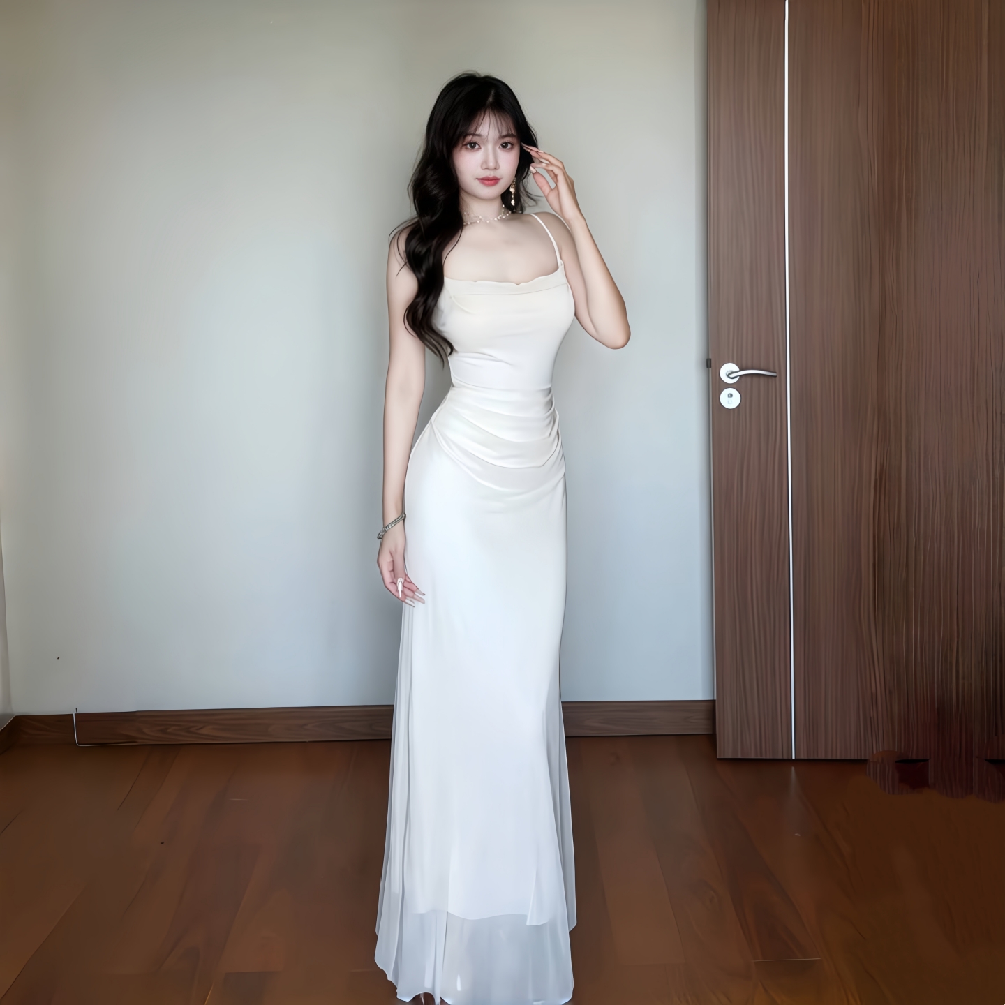 性感荡领吊带连衣裙女夏季