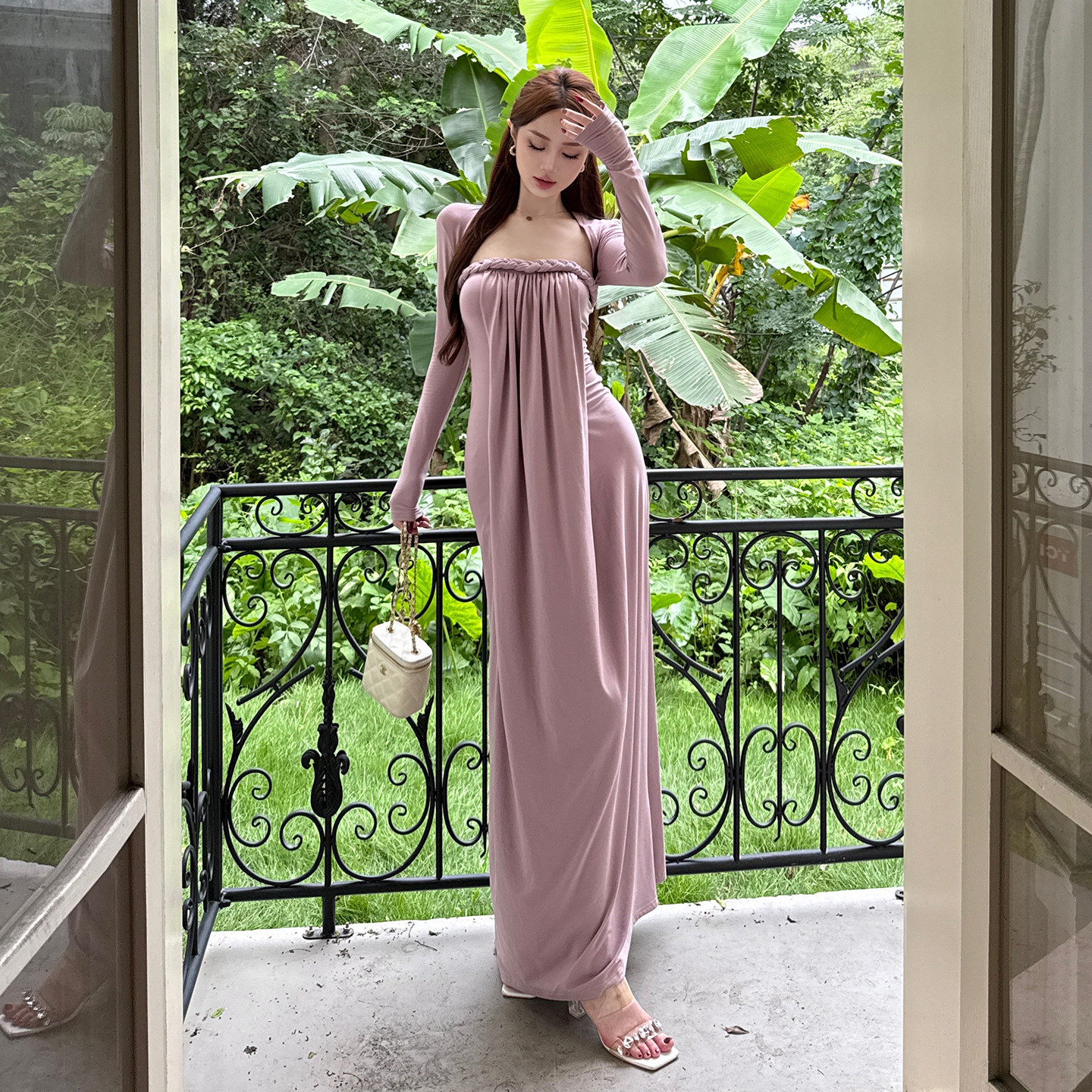 GirlsAt18 纯欲风扭结抹胸连衣裙女高级感坎肩气质包臀长裙两件套