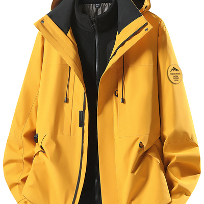 三合一冲锋衣男秋冬季2025新款户外防风保暖登山连帽男士工装外套