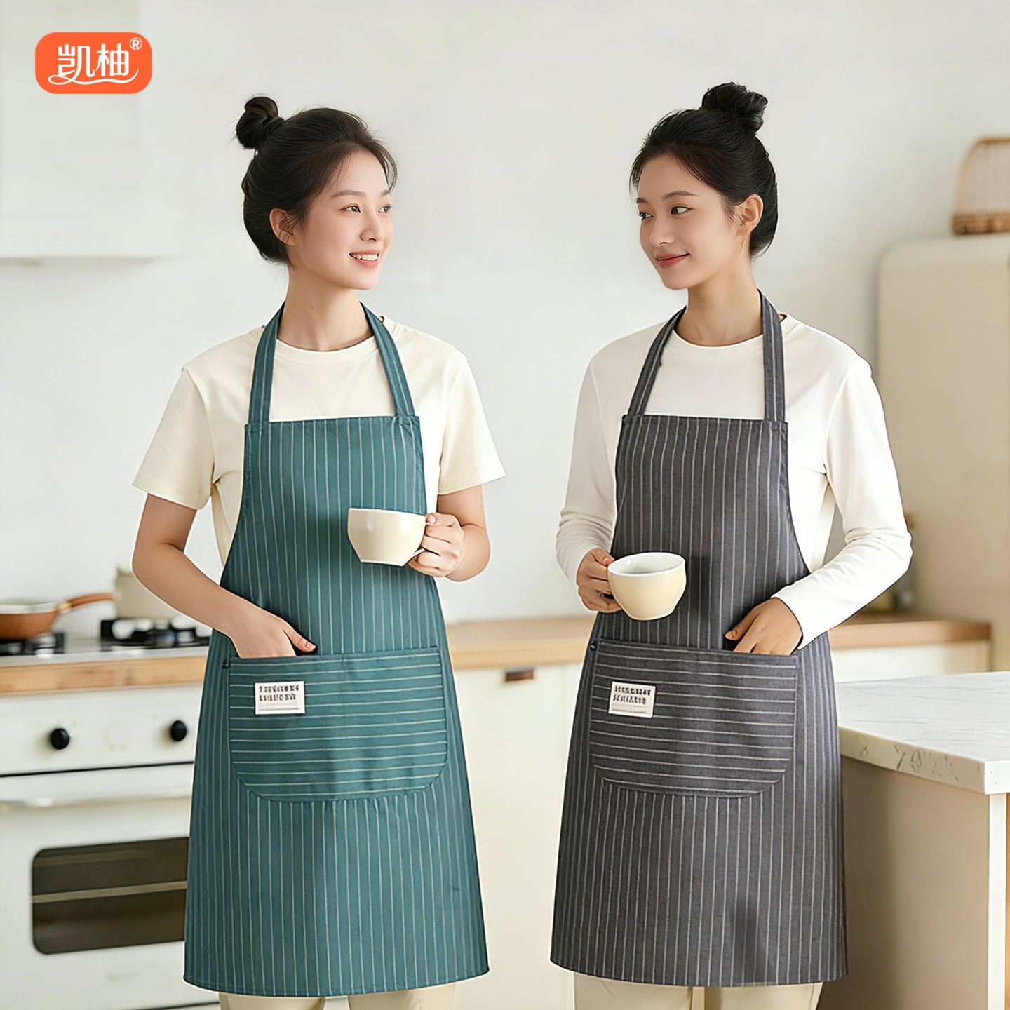 棉布围裙女厨房家用专用2026新款做饭透气餐饮时尚上班无袖护衣夏