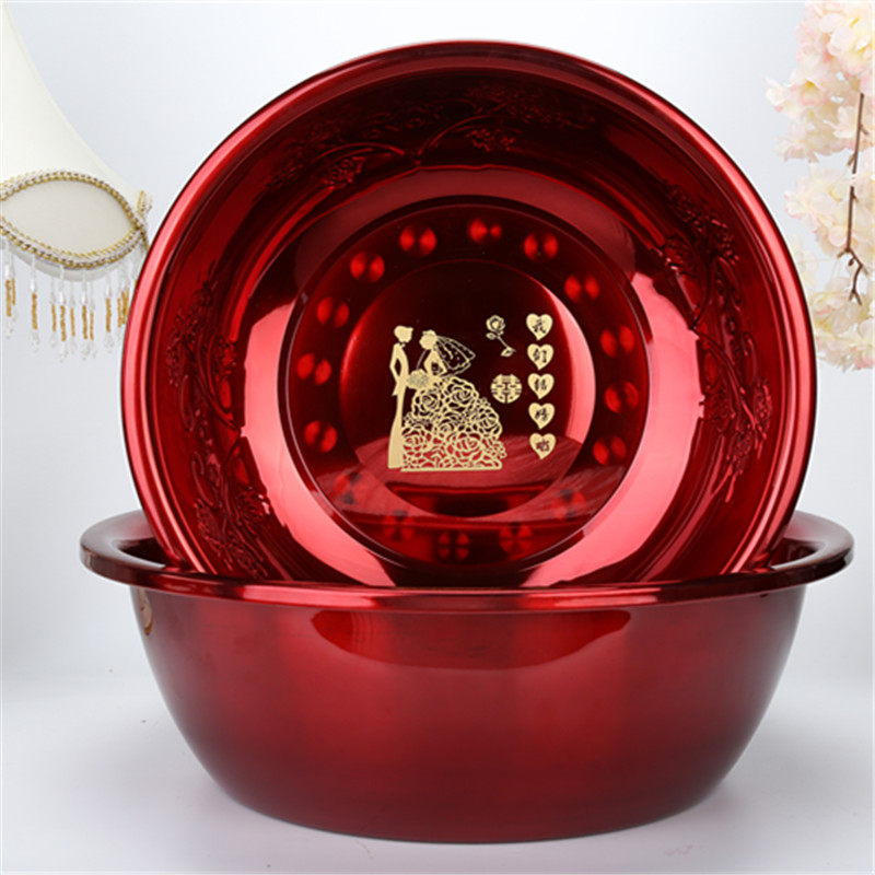 结婚喜盆加厚不锈钢脸盆聚宝盆面盆套装一对新娘陪嫁加大红盆脚盆,家庭/个人清洁工具,脸盆,淘宝优惠券,粉丝福利购,淘宝优惠卷