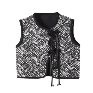 安阳童装女童马甲上衣东方春季春款黑色古风盘扣流苏潮酷中式秋季