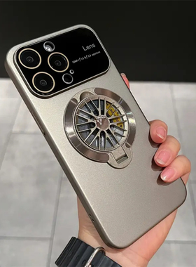 钛灰色旋转陀螺支架大视窗适用苹果15手机壳新款iPhone15promax磨砂14高端13/12创意11男女pro全包防摔pm外壳